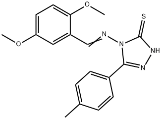 4-[(E)-(2,5-dimethoxyphenyl)methylideneamino]-3-(4-methylphenyl)-1H-1,2,4-triazole-5-thione Struktur