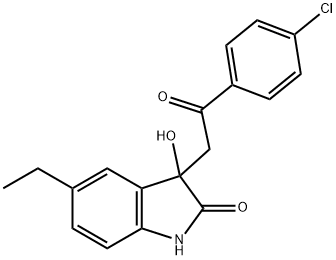 3-[2-(4-chlorophenyl)-2-oxoethyl]-5-ethyl-3-hydroxy-1H-indol-2-one Struktur