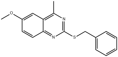 2-benzylsulfanyl-6-methoxy-4-methylquinazoline Struktur