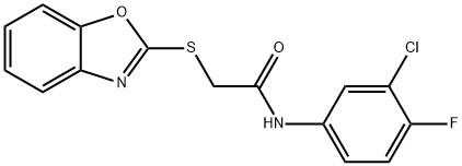 2-(1,3-benzoxazol-2-ylsulfanyl)-N-(3-chloro-4-fluorophenyl)acetamide Struktur