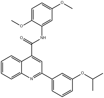 N-(2,5-dimethoxyphenyl)-2-(3-propan-2-yloxyphenyl)quinoline-4-carboxamide Struktur