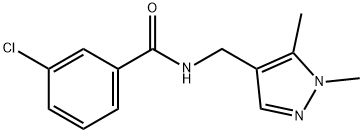 3-chloro-N-[(1,5-dimethylpyrazol-4-yl)methyl]benzamide Struktur