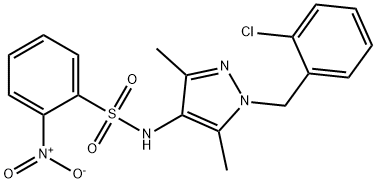 N-[1-[(2-chlorophenyl)methyl]-3,5-dimethylpyrazol-4-yl]-2-nitrobenzenesulfonamide Struktur