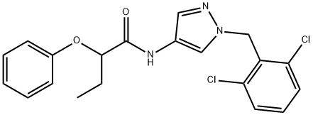 N-[1-[(2,6-dichlorophenyl)methyl]pyrazol-4-yl]-2-phenoxybutanamide Struktur