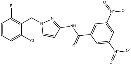 N-[1-[(2-chloro-6-fluorophenyl)methyl]pyrazol-3-yl]-3,5-dinitrobenzamide Struktur