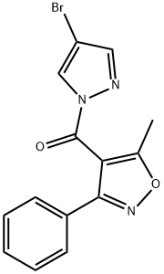 (4-bromopyrazol-1-yl)-(5-methyl-3-phenyl-1,2-oxazol-4-yl)methanone Struktur