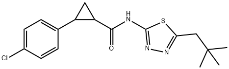 2-(4-chlorophenyl)-N-[5-(2,2-dimethylpropyl)-1,3,4-thiadiazol-2-yl]cyclopropane-1-carboxamide Struktur