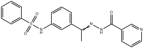 N-[(E)-1-[3-(benzenesulfonamido)phenyl]ethylideneamino]pyridine-3-carboxamide Struktur