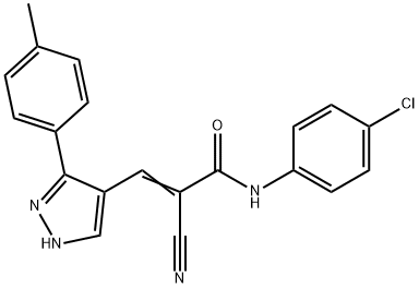 (E)-N-(4-chlorophenyl)-2-cyano-3-[5-(4-methylphenyl)-1H-pyrazol-4-yl]prop-2-enamide Struktur