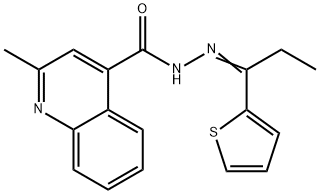 2-methyl-N-[(E)-1-thiophen-2-ylpropylideneamino]quinoline-4-carboxamide Struktur