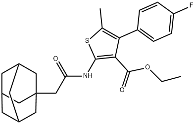 ethyl 2-[[2-(1-adamantyl)acetyl]amino]-4-(4-fluorophenyl)-5-methylthiophene-3-carboxylate Struktur