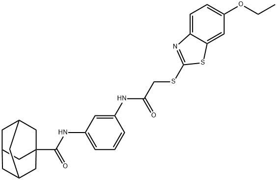 N-[3-[[2-[(6-ethoxy-1,3-benzothiazol-2-yl)sulfanyl]acetyl]amino]phenyl]adamantane-1-carboxamide Struktur