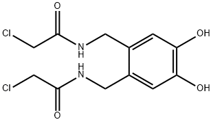 2-chloro-N-[[2-[[(2-chloroacetyl)amino]methyl]-4,5-dihydroxyphenyl]methyl]acetamide Struktur