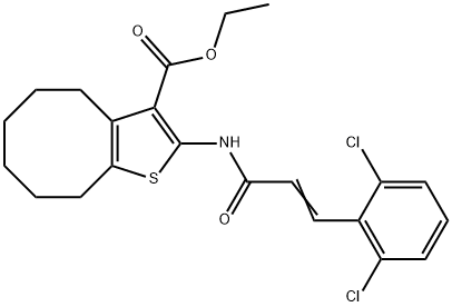 ethyl 2-[[(E)-3-(2,6-dichlorophenyl)prop-2-enoyl]amino]-4,5,6,7,8,9-hexahydrocycloocta[b]thiophene-3-carboxylate Struktur