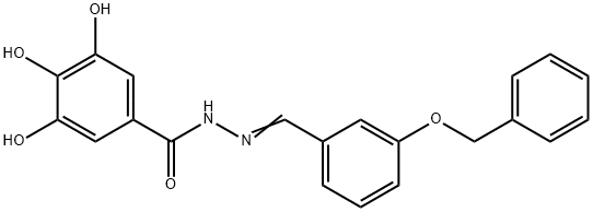 3,4,5-trihydroxy-N-[(E)-(3-phenylmethoxyphenyl)methylideneamino]benzamide Struktur