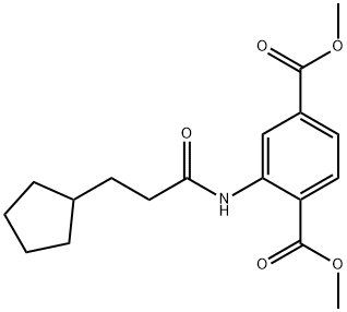 dimethyl 2-(3-cyclopentylpropanoylamino)benzene-1,4-dicarboxylate Struktur