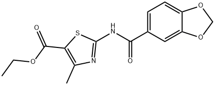 ethyl 2-(1,3-benzodioxole-5-carbonylamino)-4-methyl-1,3-thiazole-5-carboxylate Struktur