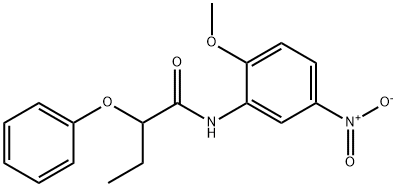 N-(2-methoxy-5-nitrophenyl)-2-phenoxybutanamide Struktur