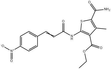 ethyl 5-carbamoyl-4-methyl-2-[[(E)-3-(4-nitrophenyl)prop-2-enoyl]amino]thiophene-3-carboxylate Struktur