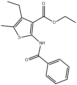 ethyl 2-benzamido-4-ethyl-5-methylthiophene-3-carboxylate Struktur