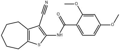 N-(3-cyano-5,6,7,8-tetrahydro-4H-cyclohepta[b]thiophen-2-yl)-2,4-dimethoxybenzamide Struktur