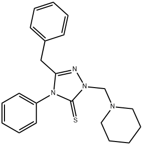 5-benzyl-4-phenyl-2-(piperidin-1-ylmethyl)-1,2,4-triazole-3-thione Struktur