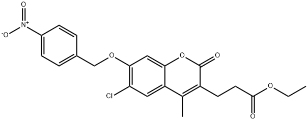 ethyl 3-[6-chloro-4-methyl-7-[(4-nitrophenyl)methoxy]-2-oxochromen-3-yl]propanoate Struktur