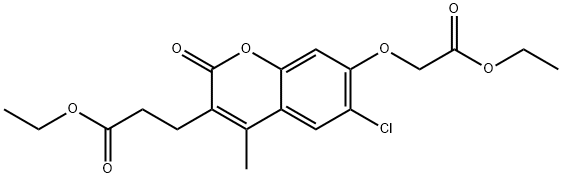 ethyl 3-[6-chloro-7-(2-ethoxy-2-oxoethoxy)-4-methyl-2-oxochromen-3-yl]propanoate Struktur