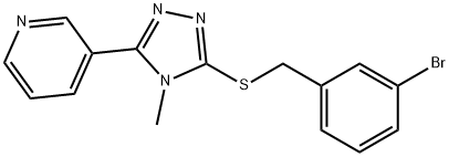 3-[5-[(3-bromophenyl)methylsulfanyl]-4-methyl-1,2,4-triazol-3-yl]pyridine Struktur