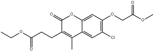 ethyl 3-[6-chloro-7-(2-methoxy-2-oxoethoxy)-4-methyl-2-oxochromen-3-yl]propanoate Struktur