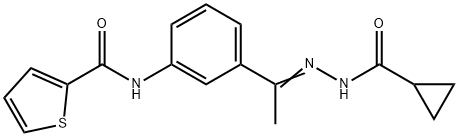 N-[3-[(E)-N-(cyclopropanecarbonylamino)-C-methylcarbonimidoyl]phenyl]thiophene-2-carboxamide Struktur