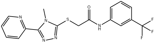 2-[(4-methyl-5-pyridin-2-yl-1,2,4-triazol-3-yl)sulfanyl]-N-[3-(trifluoromethyl)phenyl]acetamide Struktur