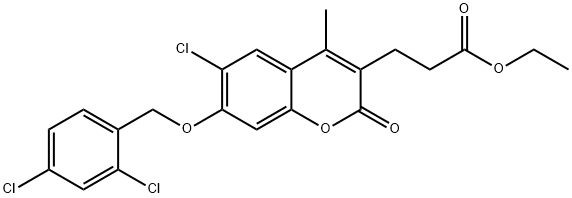 ethyl 3-[6-chloro-7-[(2,4-dichlorophenyl)methoxy]-4-methyl-2-oxochromen-3-yl]propanoate Struktur