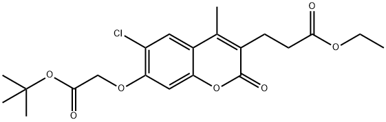 ethyl 3-[6-chloro-4-methyl-7-[2-[(2-methylpropan-2-yl)oxy]-2-oxoethoxy]-2-oxochromen-3-yl]propanoate Struktur