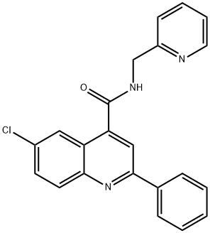 6-chloro-2-phenyl-N-(pyridin-2-ylmethyl)quinoline-4-carboxamide Struktur