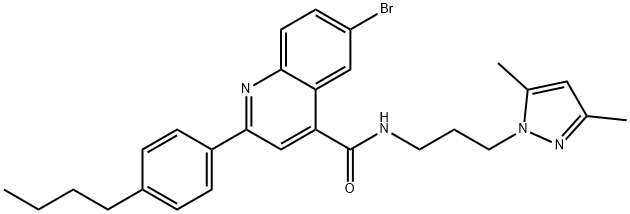 6-bromo-2-(4-butylphenyl)-N-[3-(3,5-dimethylpyrazol-1-yl)propyl]quinoline-4-carboxamide Struktur