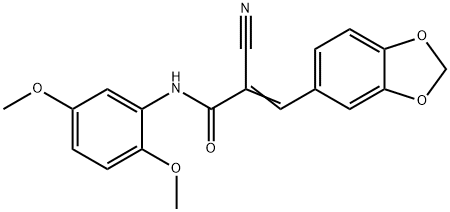 (E)-3-(1,3-benzodioxol-5-yl)-2-cyano-N-(2,5-dimethoxyphenyl)prop-2-enamide Struktur