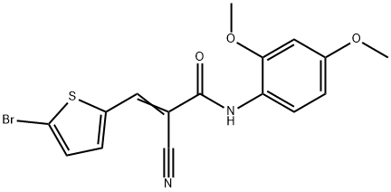 (E)-3-(5-bromothiophen-2-yl)-2-cyano-N-(2,4-dimethoxyphenyl)prop-2-enamide Struktur