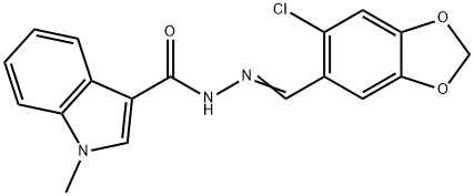 N-[(E)-(6-chloro-1,3-benzodioxol-5-yl)methylideneamino]-1-methylindole-3-carboxamide Struktur