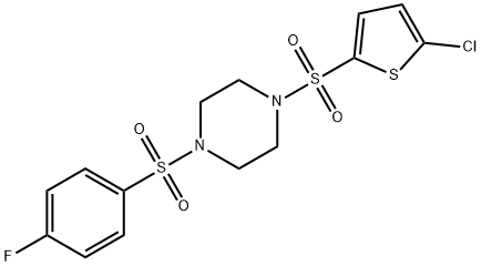 1-(5-chlorothiophen-2-yl)sulfonyl-4-(4-fluorophenyl)sulfonylpiperazine Struktur