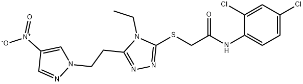 N-(2,4-dichlorophenyl)-2-[[4-ethyl-5-[2-(4-nitropyrazol-1-yl)ethyl]-1,2,4-triazol-3-yl]sulfanyl]acetamide Struktur