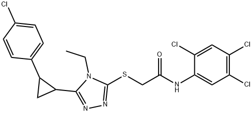 2-[[5-[2-(4-chlorophenyl)cyclopropyl]-4-ethyl-1,2,4-triazol-3-yl]sulfanyl]-N-(2,4,5-trichlorophenyl)acetamide Struktur