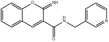 2-imino-N-(pyridin-3-ylmethyl)chromene-3-carboxamide Struktur