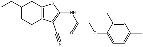 N-(3-cyano-6-ethyl-4,5,6,7-tetrahydro-1-benzothiophen-2-yl)-2-(2,4-dimethylphenoxy)acetamide Struktur