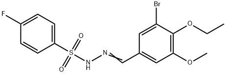 N-[(E)-(3-bromo-4-ethoxy-5-methoxyphenyl)methylideneamino]-4-fluorobenzenesulfonamide Struktur