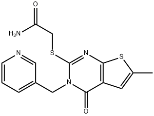 2-[6-methyl-4-oxo-3-(pyridin-3-ylmethyl)thieno[2,3-d]pyrimidin-2-yl]sulfanylacetamide Struktur