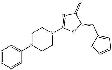 (5Z)-2-(4-phenylpiperazin-1-yl)-5-(thiophen-2-ylmethylidene)-1,3-thiazol-4-one Struktur