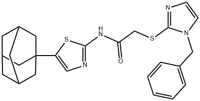 N-[5-(1-adamantyl)-1,3-thiazol-2-yl]-2-(1-benzylimidazol-2-yl)sulfanylacetamide Struktur