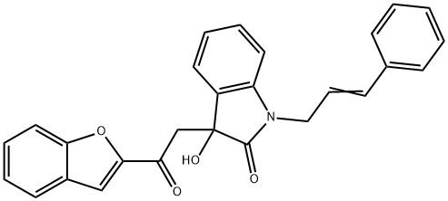 3-[2-(1-benzofuran-2-yl)-2-oxoethyl]-3-hydroxy-1-[(E)-3-phenylprop-2-enyl]indol-2-one Struktur