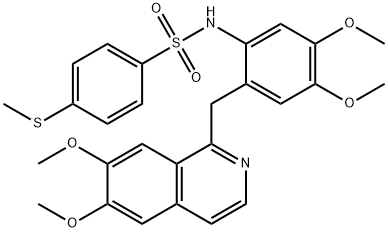 N-[2-[(6,7-dimethoxyisoquinolin-1-yl)methyl]-4,5-dimethoxyphenyl]-4-methylsulfanylbenzenesulfonamide Struktur